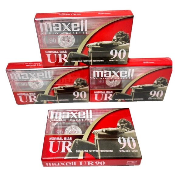Maxwell UR90 Blank Cassette 90 Minutes Cassette Tape 4PC LOT Vintage New Sealed - Picture 1 of 6